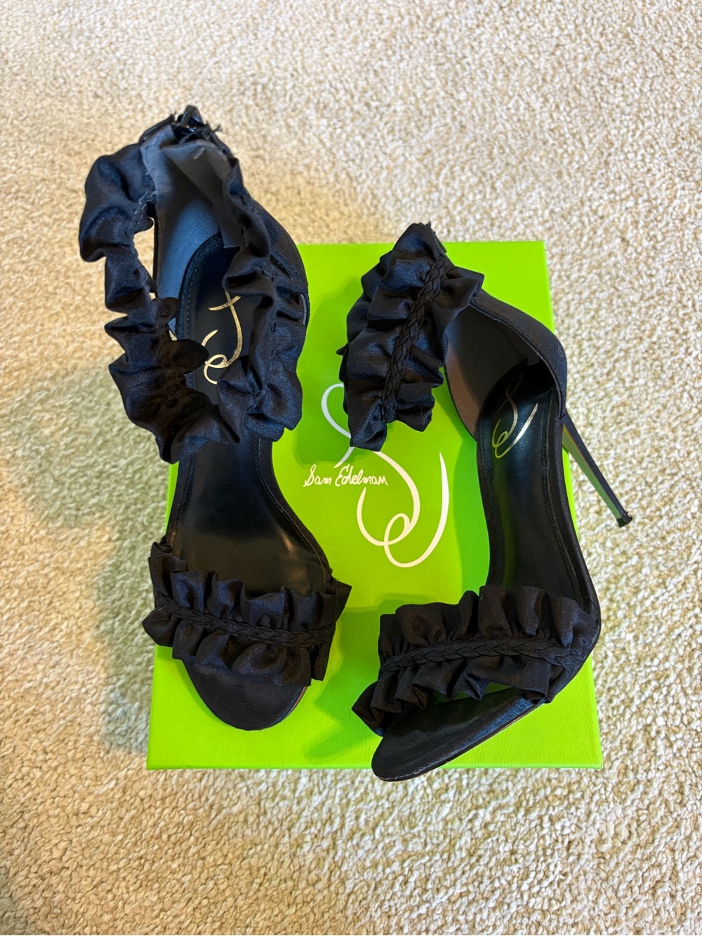Sam Edelman Black Silk Sawyer Heels
